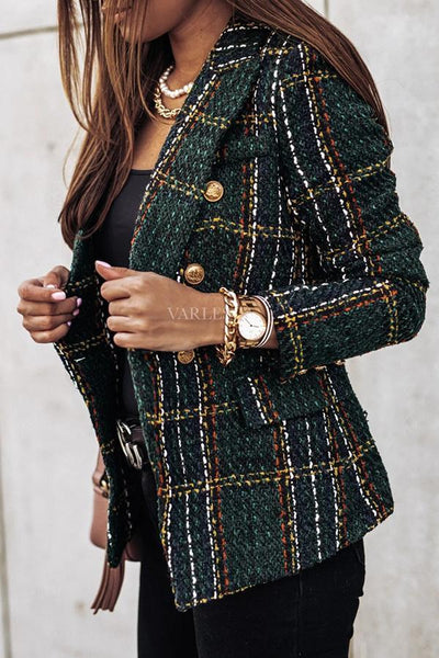 Casual Plaid Long Sleeve Blazer