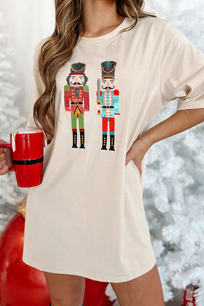 Lilipretty Nutcrackers for The Holidays Sequin Nutcracker T-shirt Mini Dress