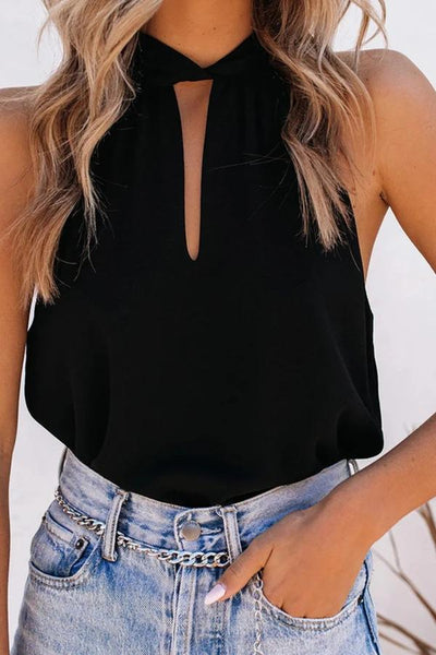 Camisole à nœud licou de couleur unie