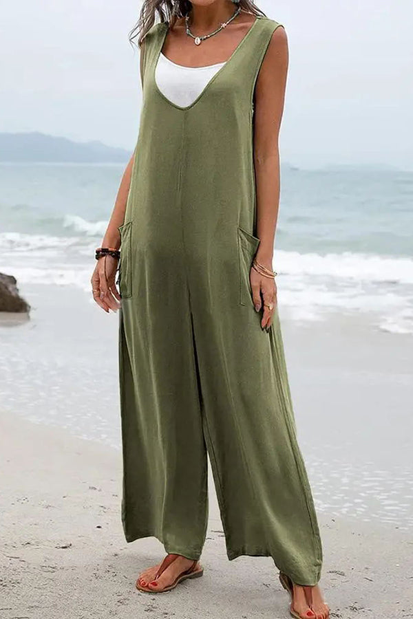 Harper Pocketed Wide Leg Suspender Relaxed Jumpsuit