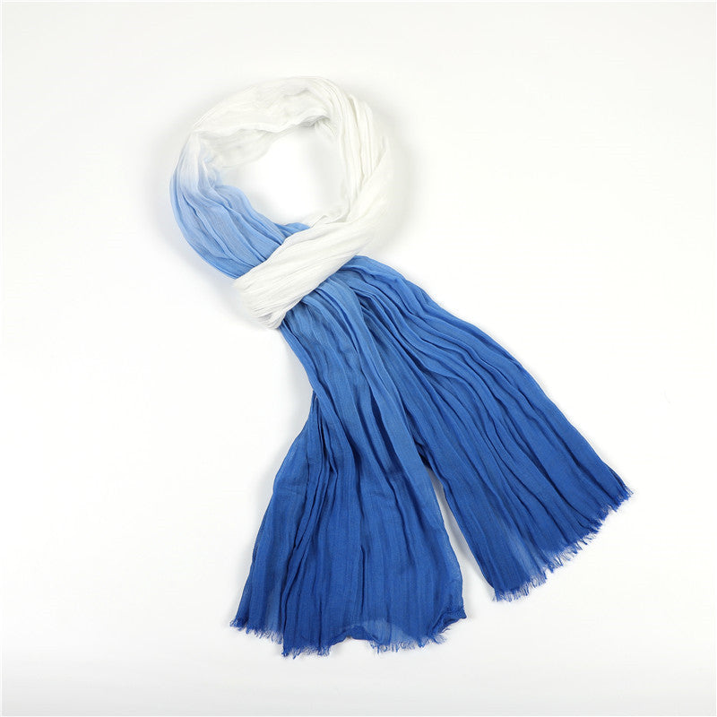 Dip Dye  Ink Blue Cotton Scarf