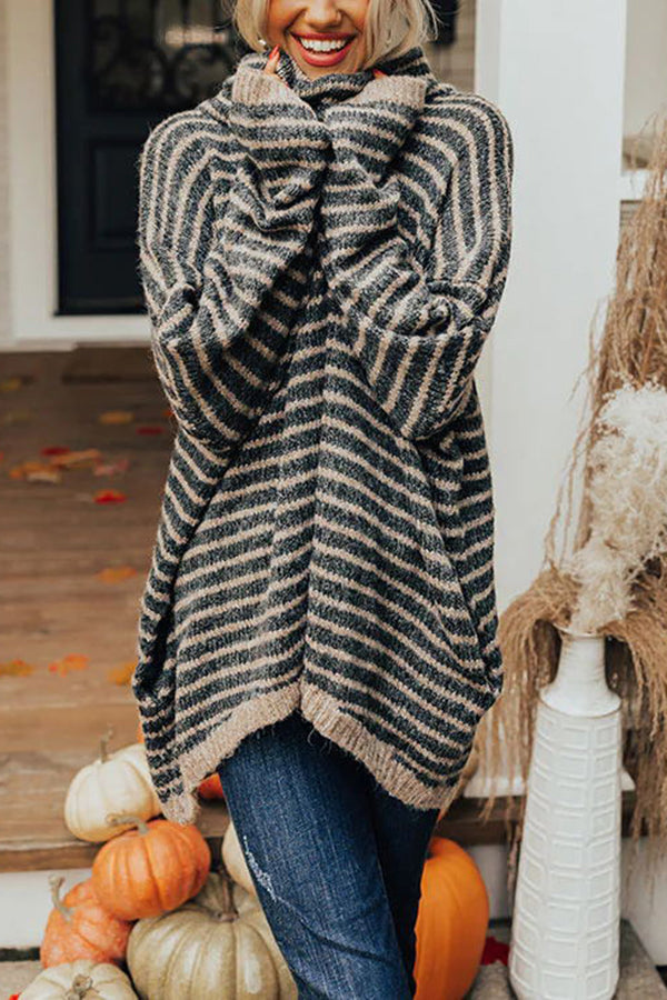 Stripe Pocketed Tunic Sweater