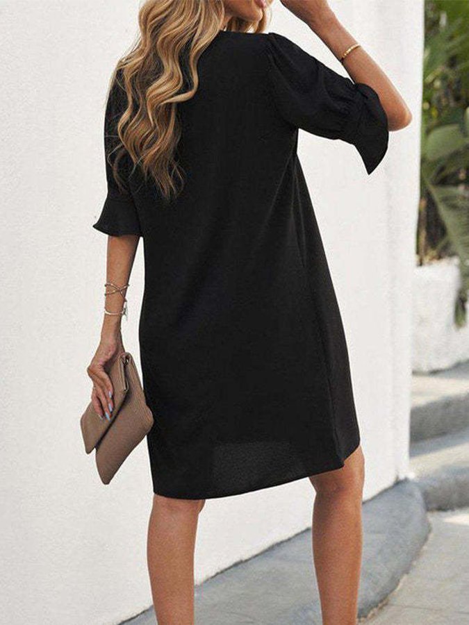 Robe ample simple à col en V pour femmes 