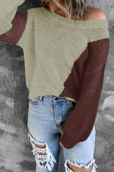 Early Autumn Round Neck Colorblock Sweater