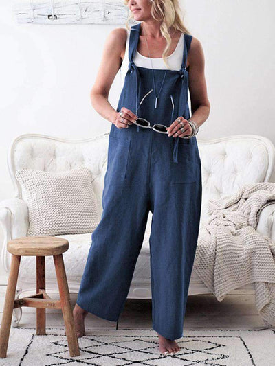 Modischer Jumpsuit mit eckigem Ausschnitt und Tasche vorne 