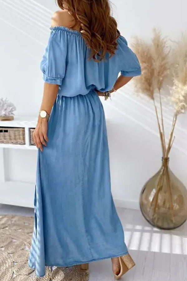 Off Shoulder Frill Hem Top & Maxi Skirt Sets