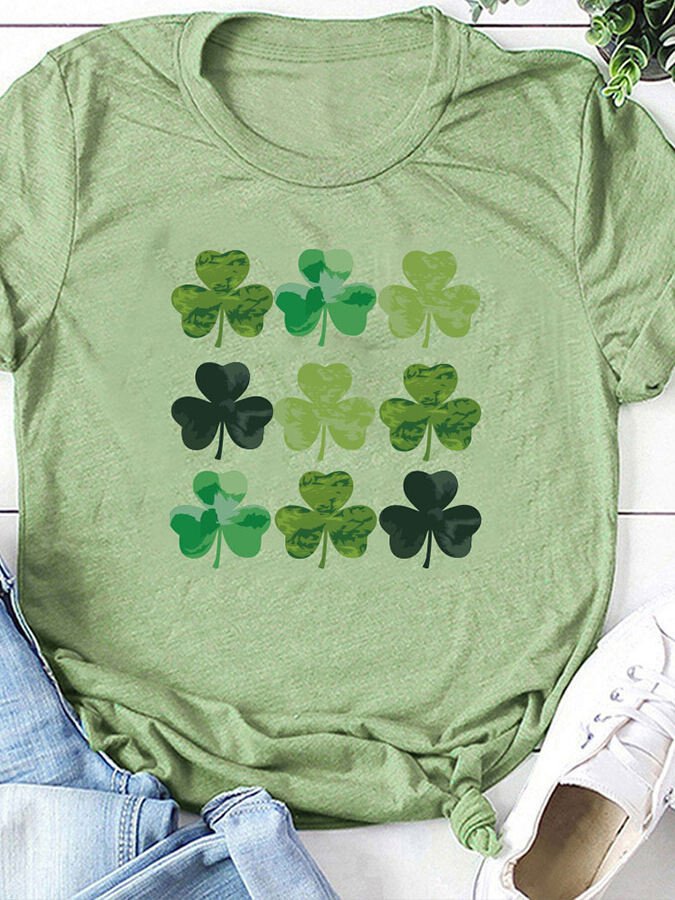 T-shirt à manches courtes Shamrock pour femmes de la Saint-Patrick 