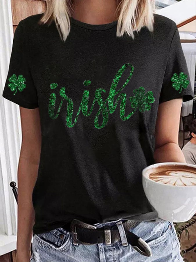 Damen Irish St. Patrick's Day Lucky Shamrock Lässiges, lockeres bedrucktes T-Shirt 