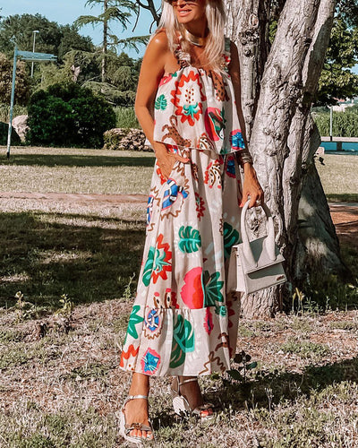 Bohemian strap wrap bust dress