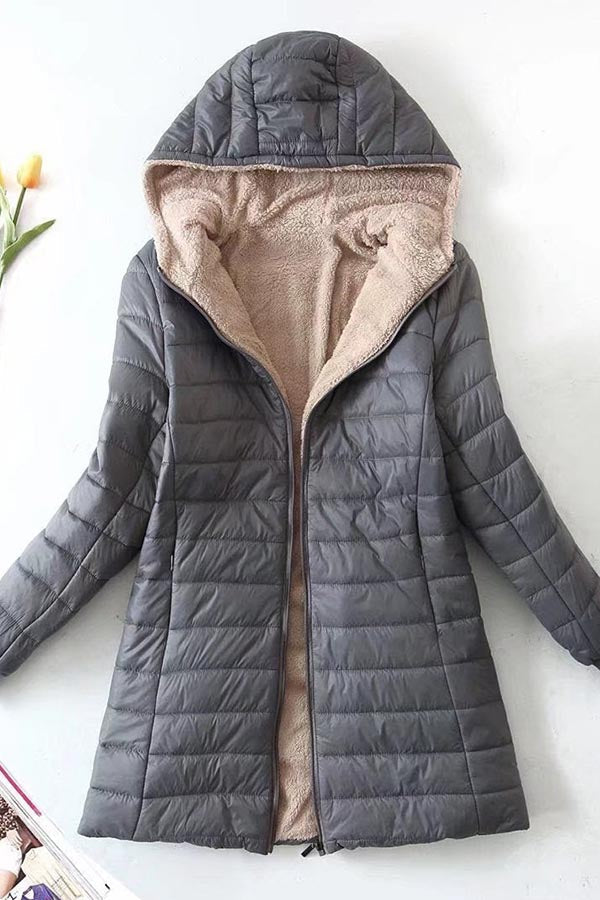 Manteau chaud long en laine d'agneau polaire imperméable pour femme