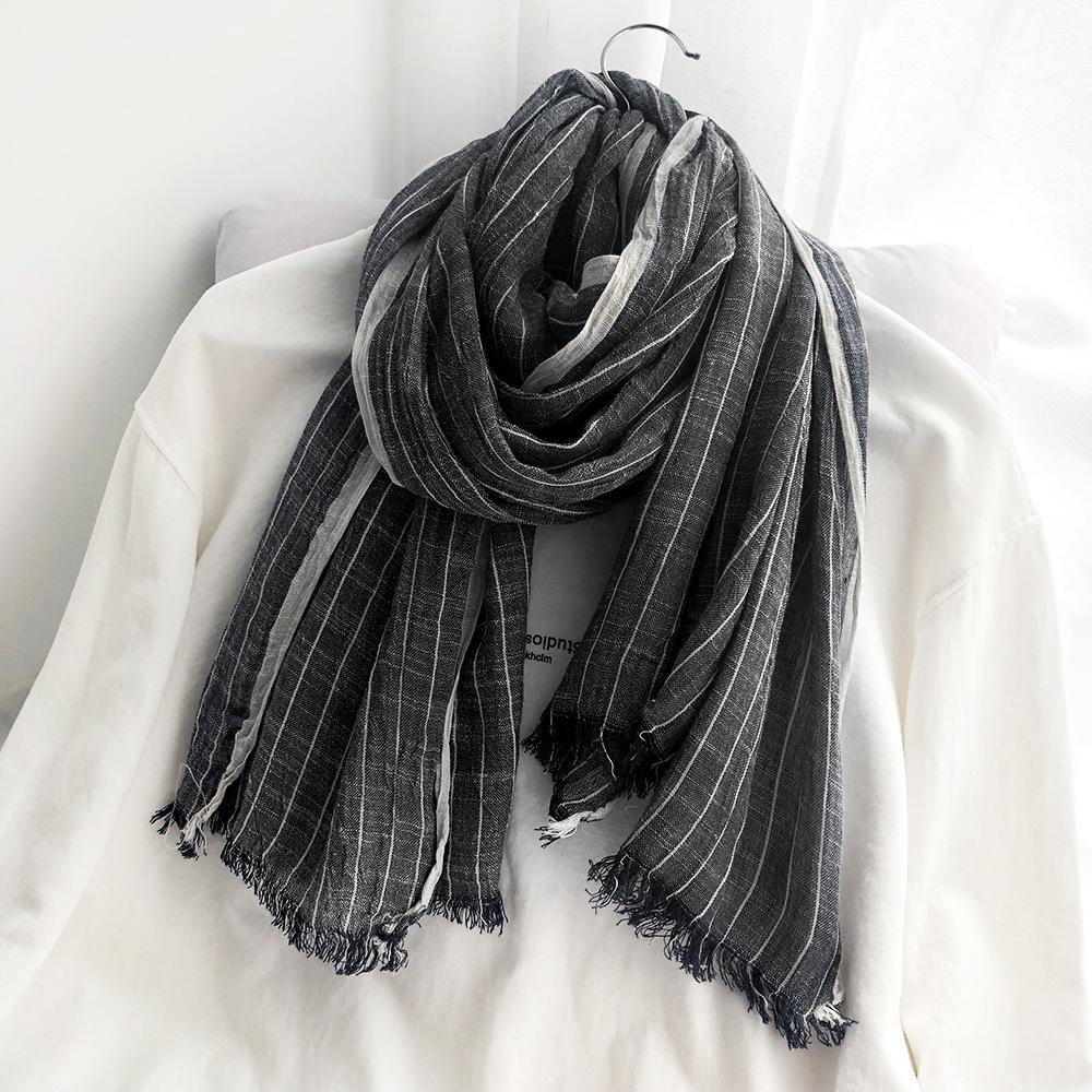 Casual Linen Stripe Scarf