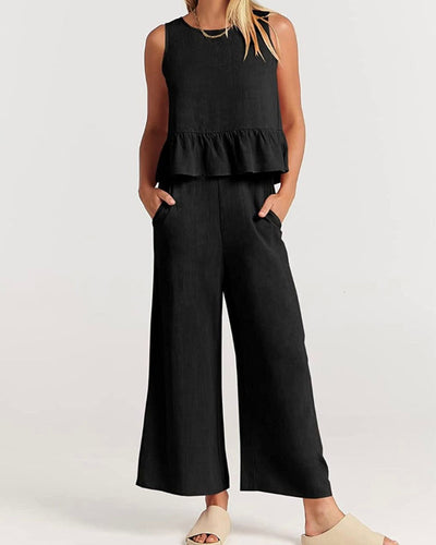 Summer's new pleated casual two-piece set