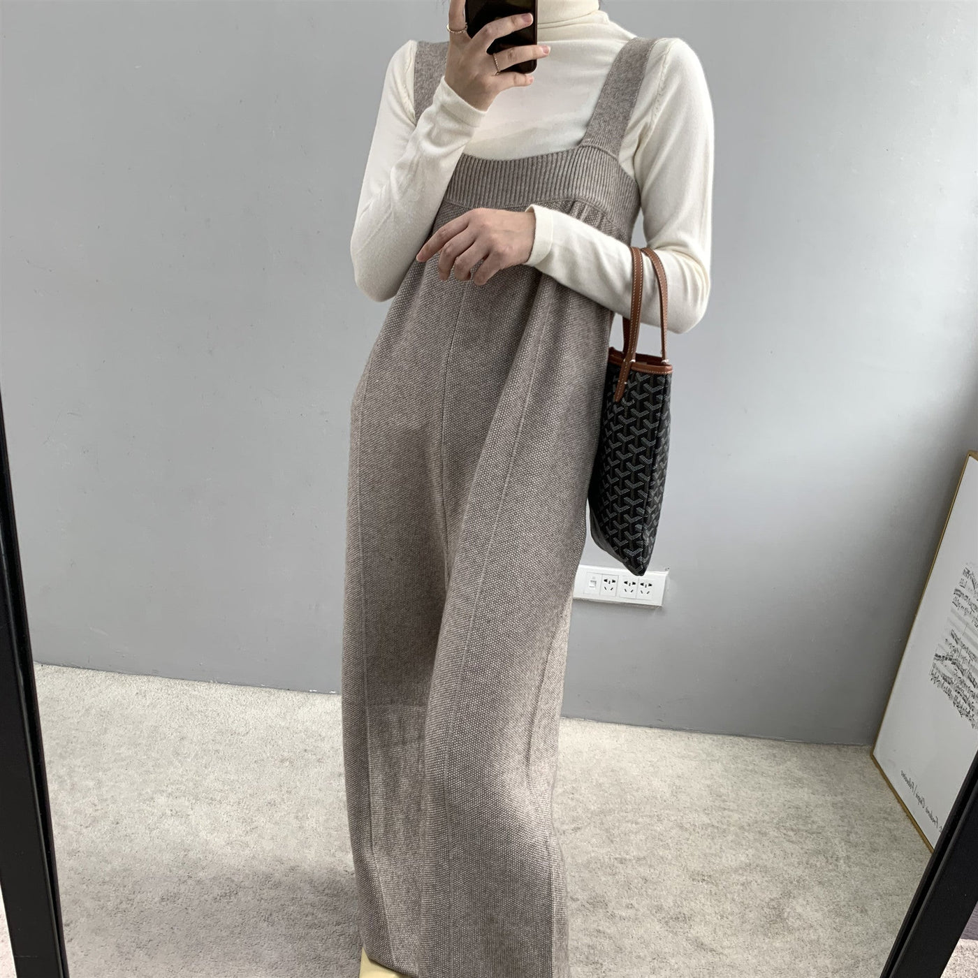 Autumn winter thickened wide leg knitted jumpsuit