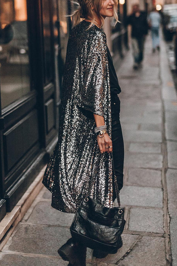 Sequin Bell Sleeve Kimono