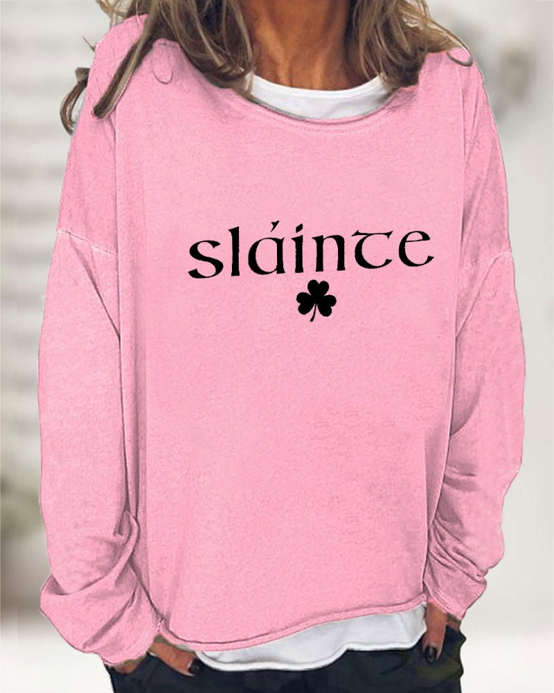 Sweat-shirt imprimé Slainte St. Patrick's Day pour femmes 