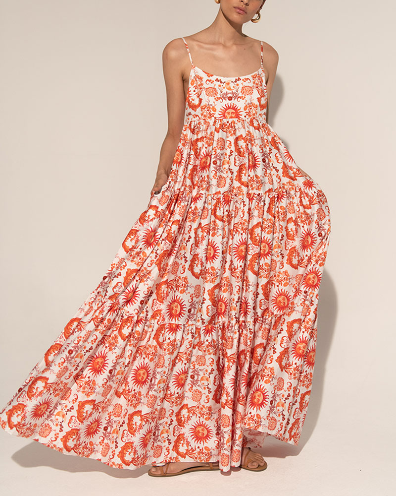 Orange Chic Sun Slip Dress