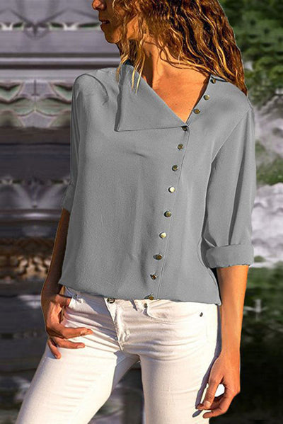 Maybella Button Irregular Loose Blouse