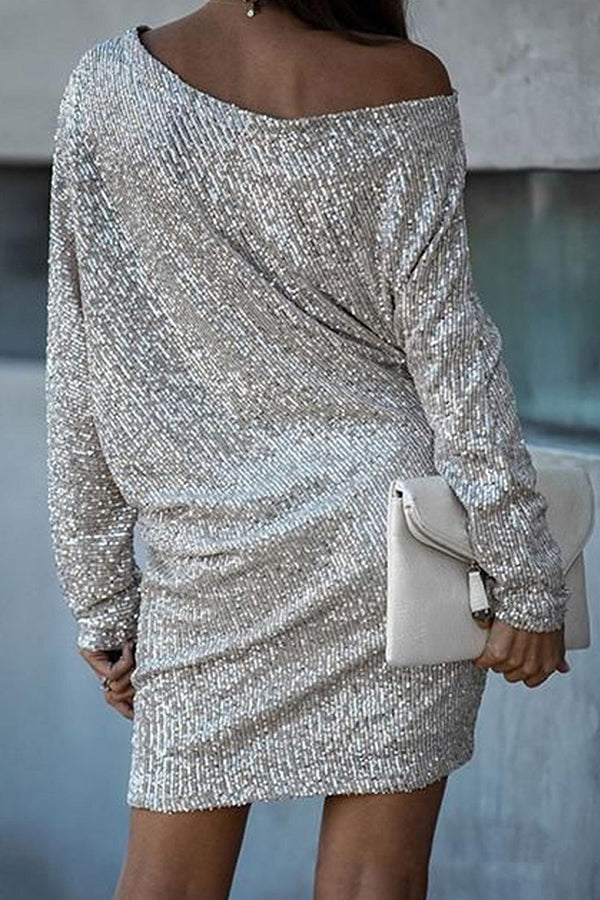 Sequin Long Sleeve Slim Pencil Skirt