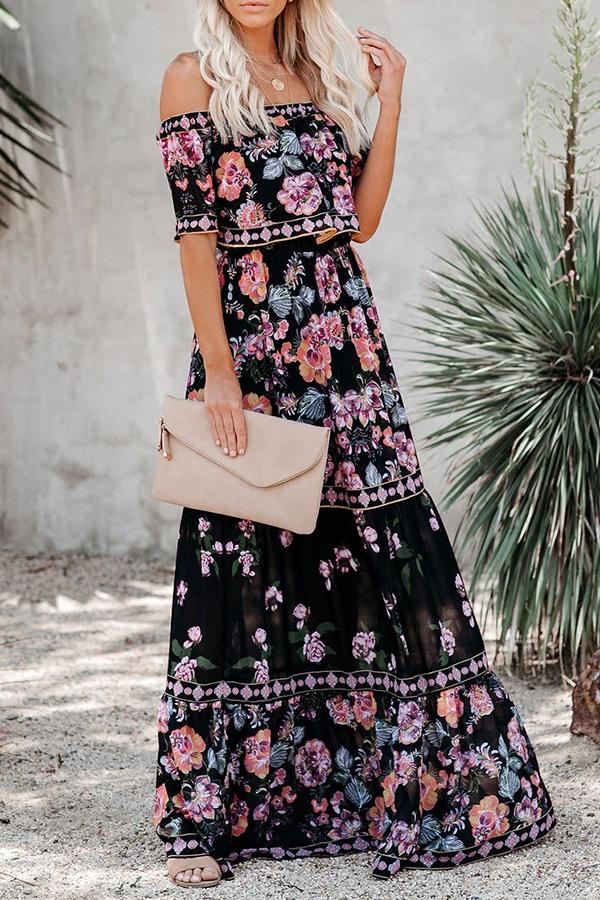 Floral Off The Shoulder Maxi Dress