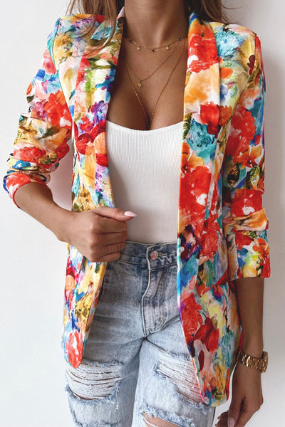 Blazer de costume de loisirs à revers floral gratuit et véritable