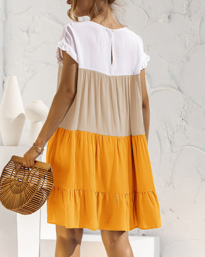 Colorblock Loose Cake Dress