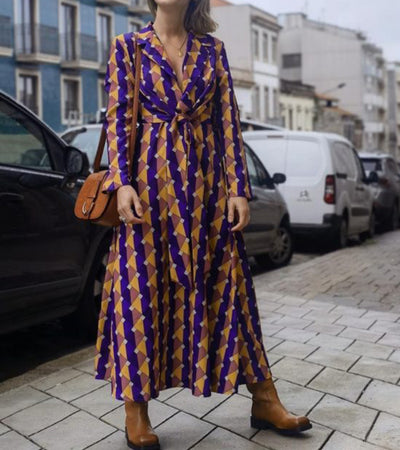 Lace-up Dress In Plaid Geometric Printed