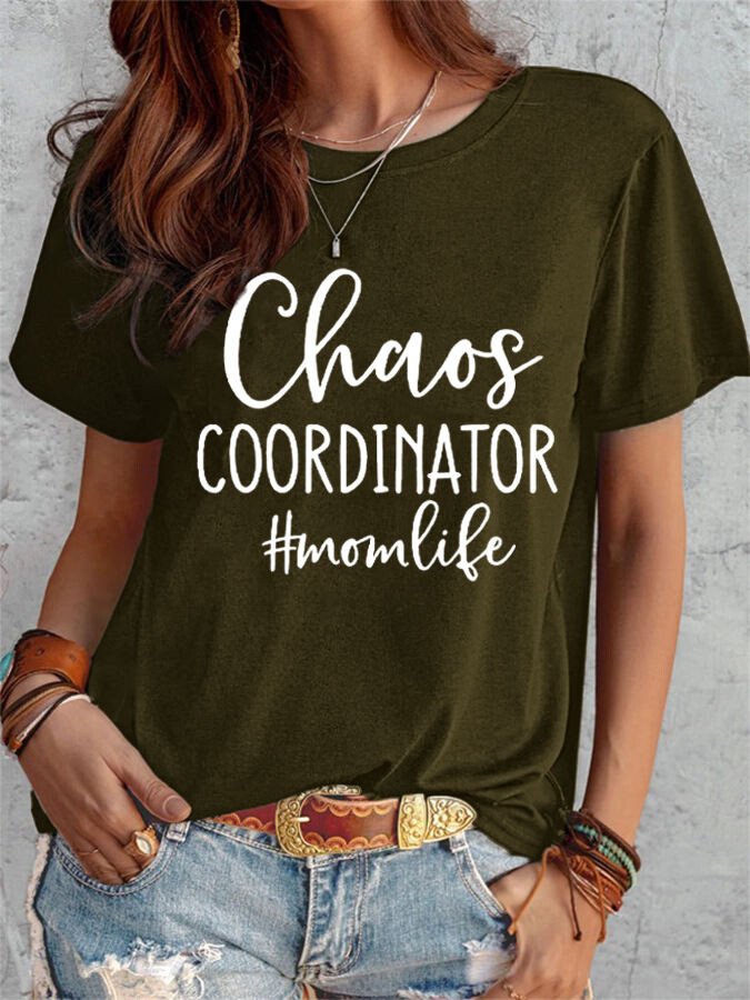 Lässiges T-Shirt mit Chaos Coordinator-Print für Damen 