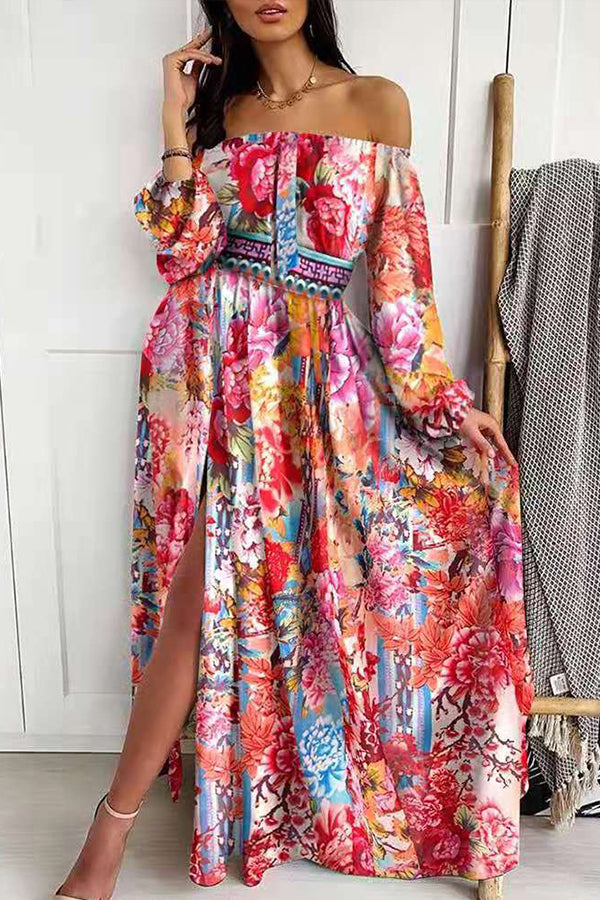 Elegant Tube Top Three-color Printed Dress