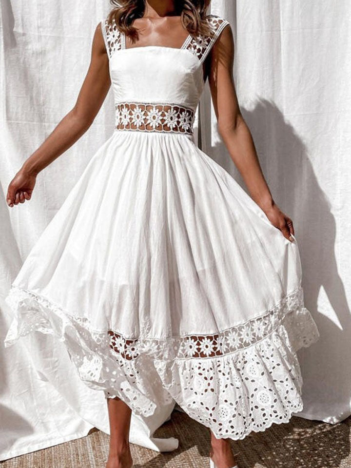 Robe jupe longue en dentelle à la mode, sans manches, robes de mariée blanches 💍 