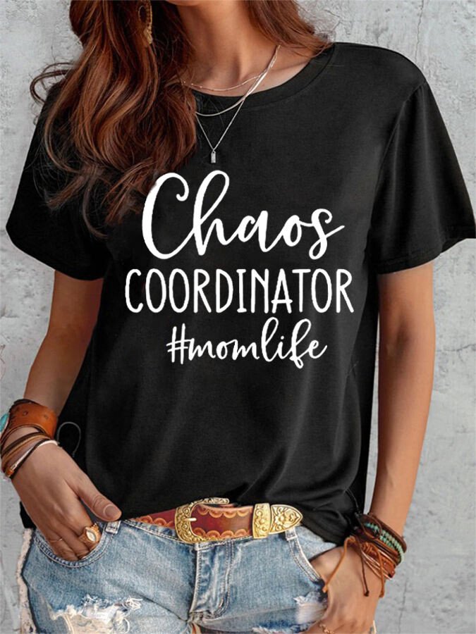 Lässiges T-Shirt mit Chaos Coordinator-Print für Damen 