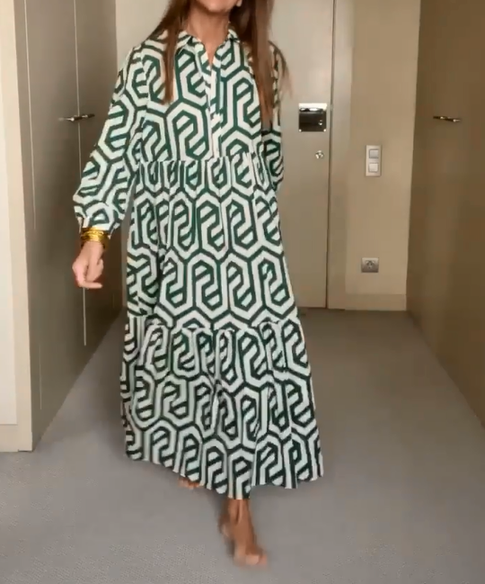 Robe midi imprimée à motif géométrique 