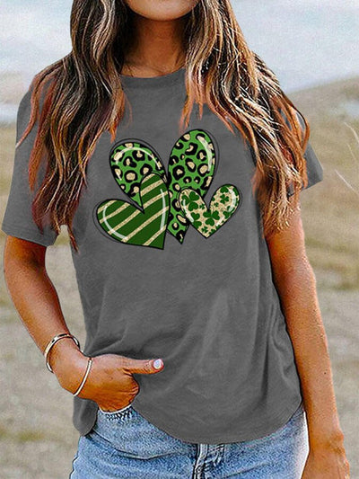 Clover Heart Print Casual T-Shirt