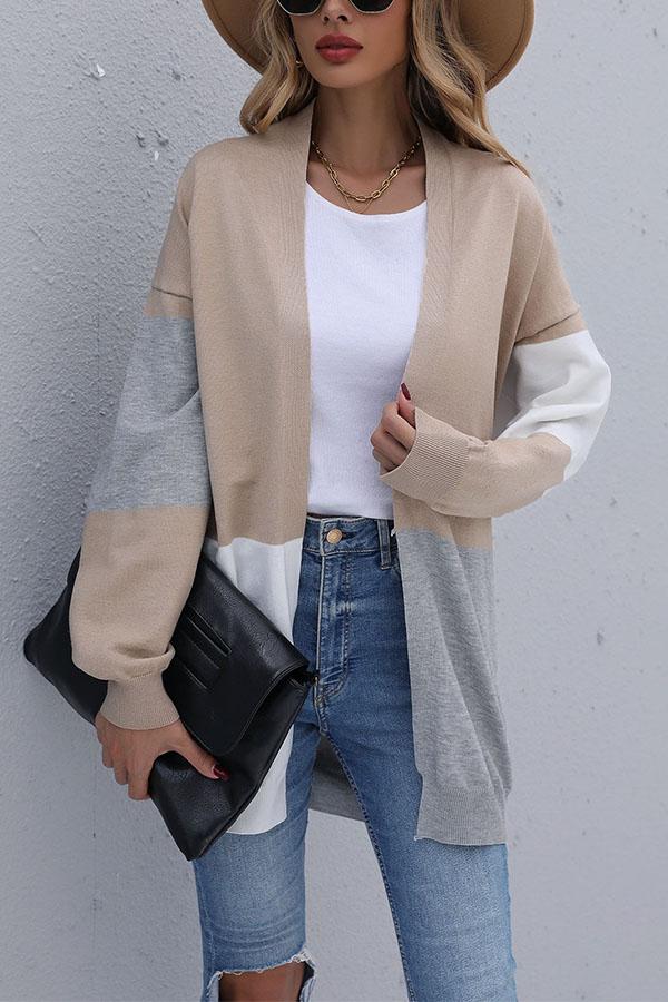 Loose Color-block Knitted Cardigan