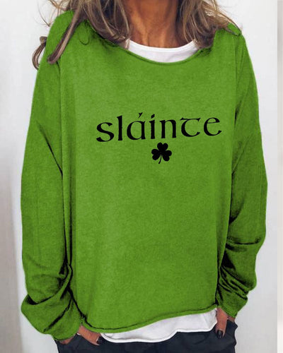 Sweat-shirt imprimé Slainte St. Patrick's Day pour femmes 