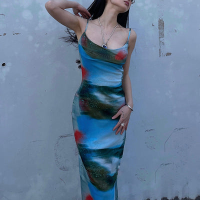 Chic Oil Painting Slip Dress