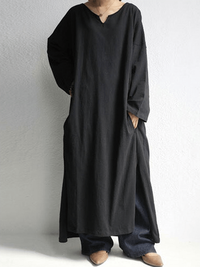 Women's Loose Casual Cotton Linen Dress