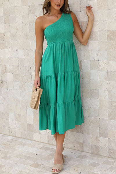 Off-Shoulder Sleeveless Layered Ruched Dress