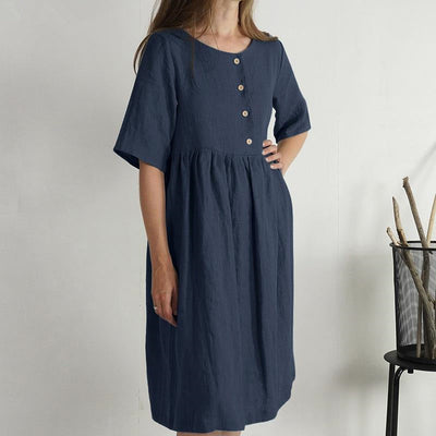 Cotton and linen loose pocket dress