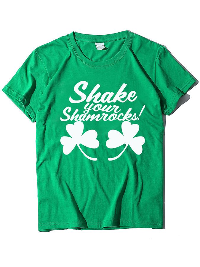 T-shirt à manches courtes Shamrock Shake your Shamrock pour femmes de la Saint-Patrick 