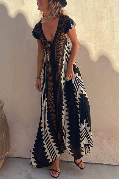 V-Neck Bohemian Casual Dress