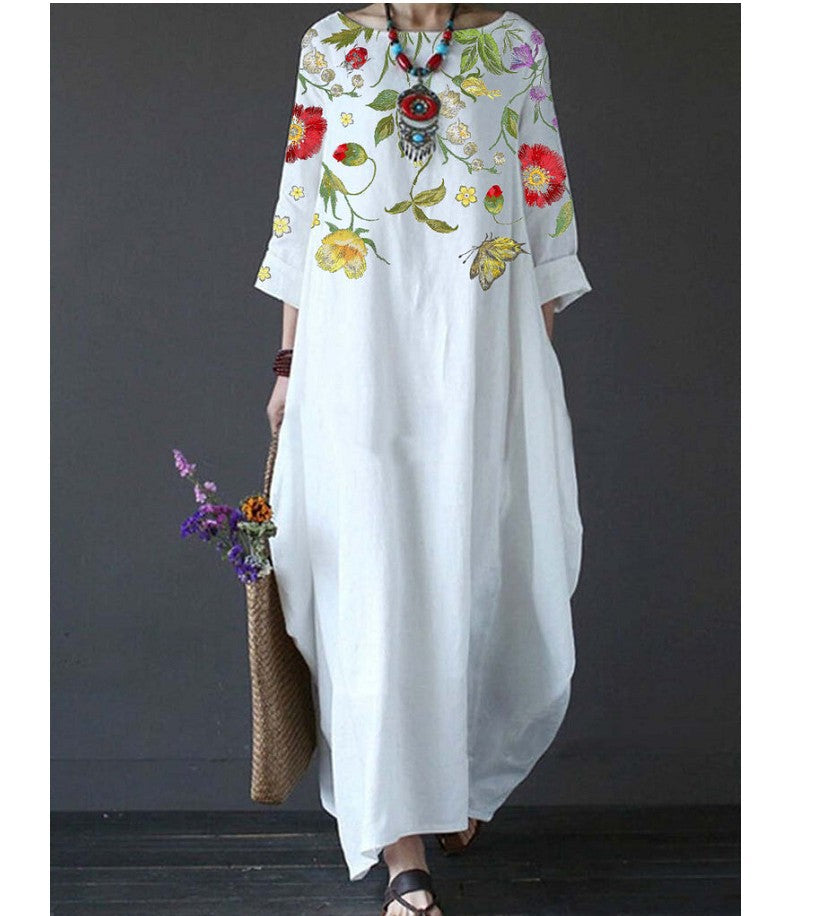 Women's Floral Print Loose Plus Size Dress