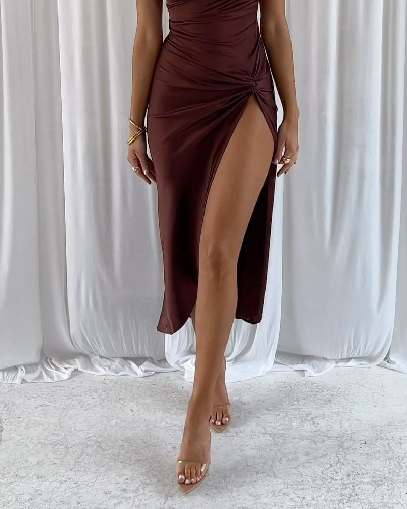 Sexy Solid Color Slit Dress