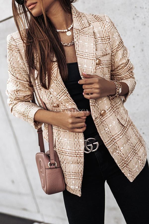 Casual Plaid Long Sleeve Blazer