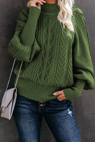 Loose Solid Color Warm Balloon Sleeve Sweater