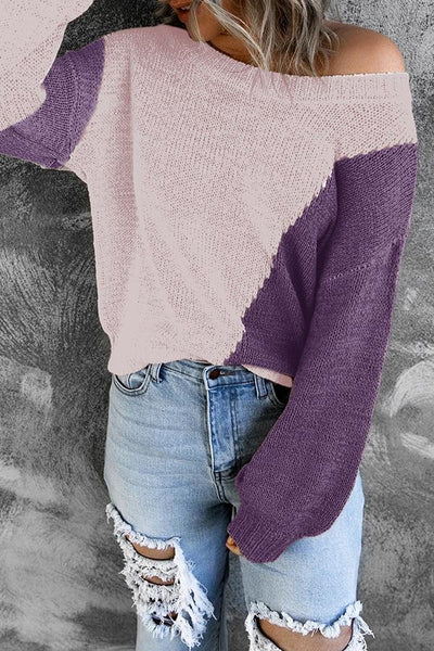 Early Autumn Round Neck Colorblock Sweater