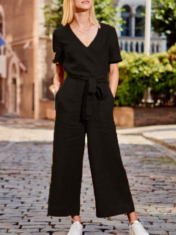 Solid Color Casual Jumpsuit