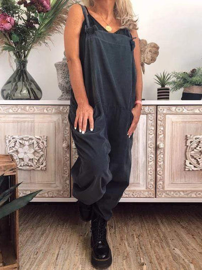 Ärmelloser Jumpsuit mit Retro-Tasche 