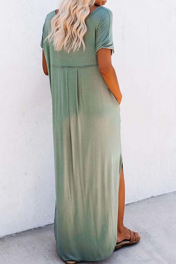 Solid Color Loose Irregular Long Dress