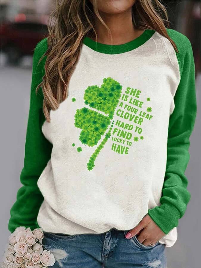 Damen T-Shirt mit Kleeblatt-Motiv, St. Patrick's Day 