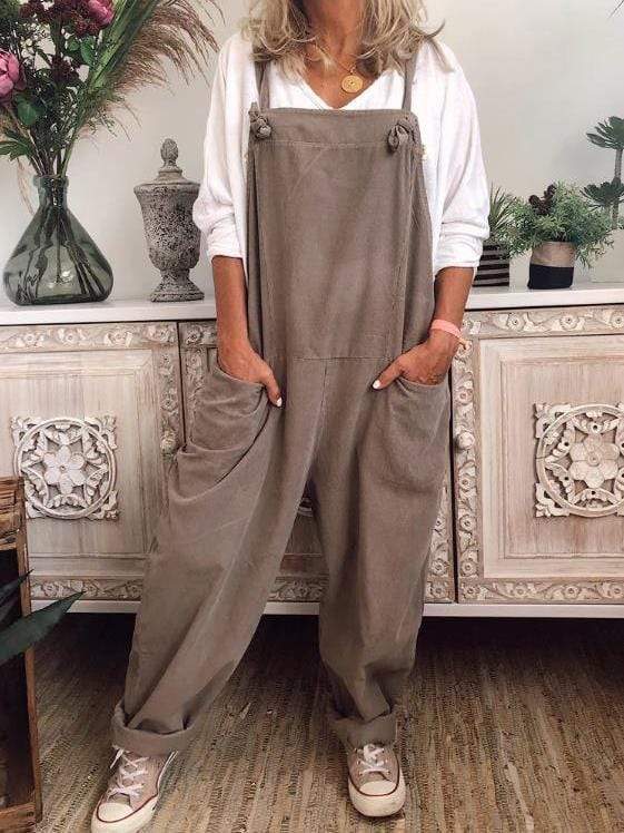 Ärmelloser Jumpsuit mit Retro-Tasche 